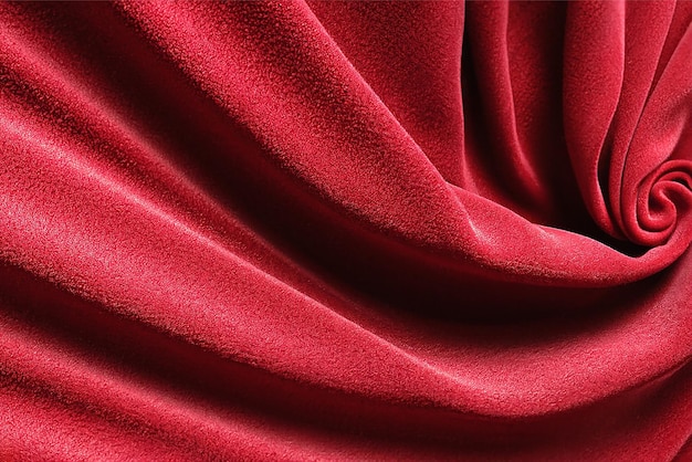 Un tissu de velours rouge avec une finition texturée douce Concept textile et texture gros plan