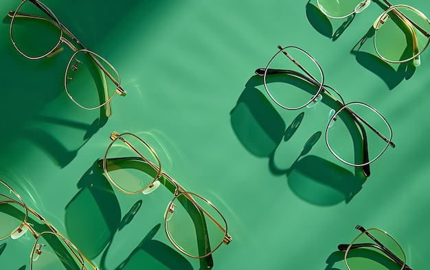 un tissu vert avec des lunettes et un fond vert