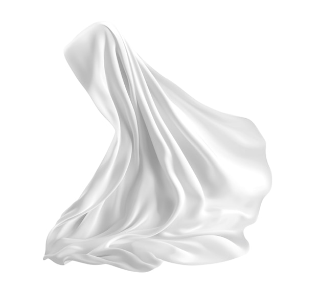 Tissus de soie blanche drapée à la texture douce et aux plis lisses