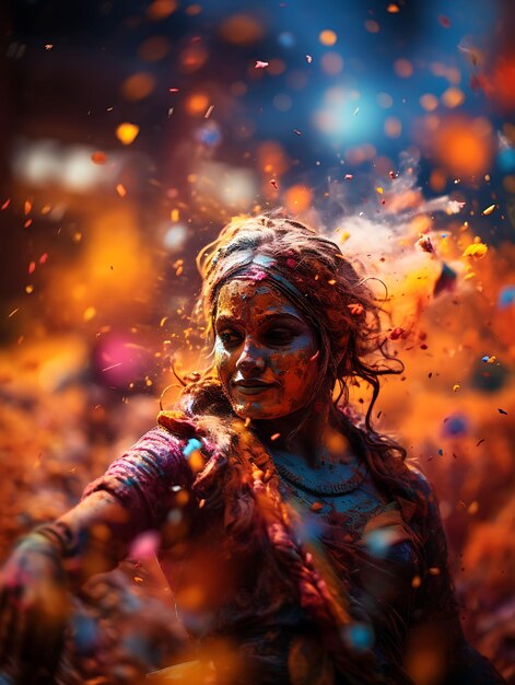 Titl Shift Séance photo créative et unique d'une prise dynamique du festival Holi indien