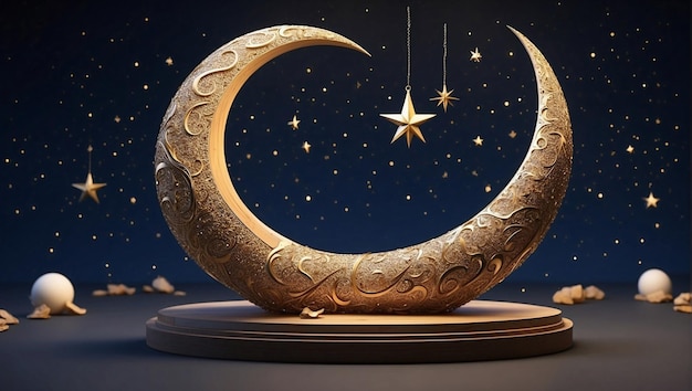 Titre Eid Crescent Sculpture 3D de nouveaux commencements