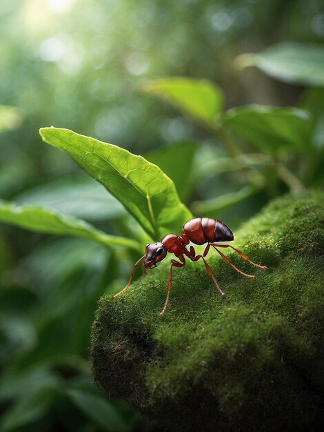 Photo titre la fourmi industrieuse dans la jungle verte