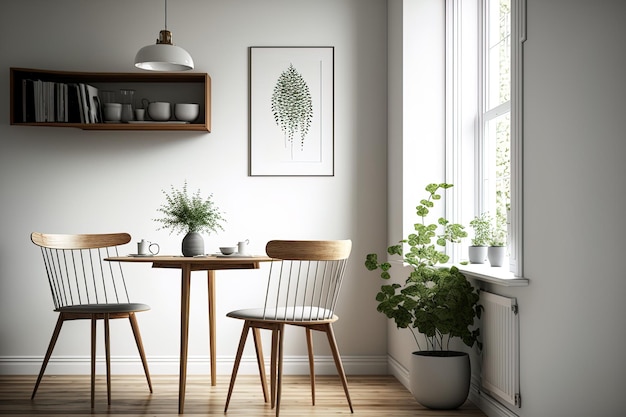 Titre Intérieur minimaliste d'une salle à manger en bois franc