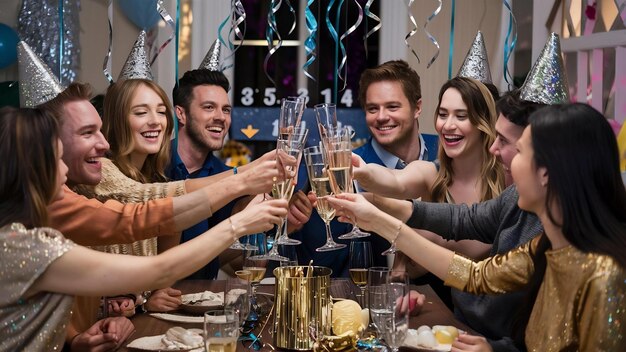 Un toast au champagne à la fête du Nouvel An.
