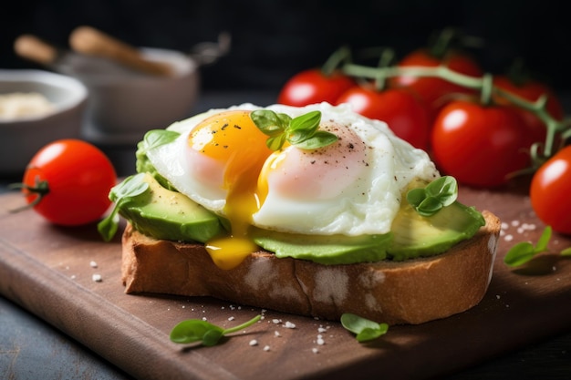 Toast aux œufs et à l'avocat Alimentation saine Generate Ai