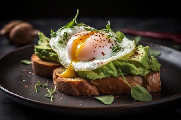 Toast à l'avocat avec un œuf sur le dessus