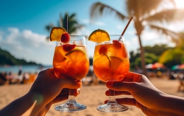 Toast avec des cocktails dans la célébration AI générative