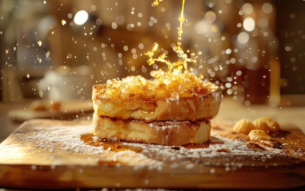 Un toast français sur le fond traditionnel photo de publicité alimentaire professionnelle ai générée