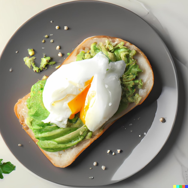 Toast avec œuf et avocat sur assiette