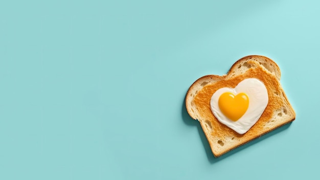 Un toast avec un œuf en forme de coeur dessus