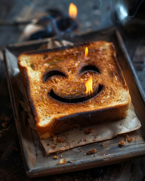 Photo un toast avec un smiley dessus