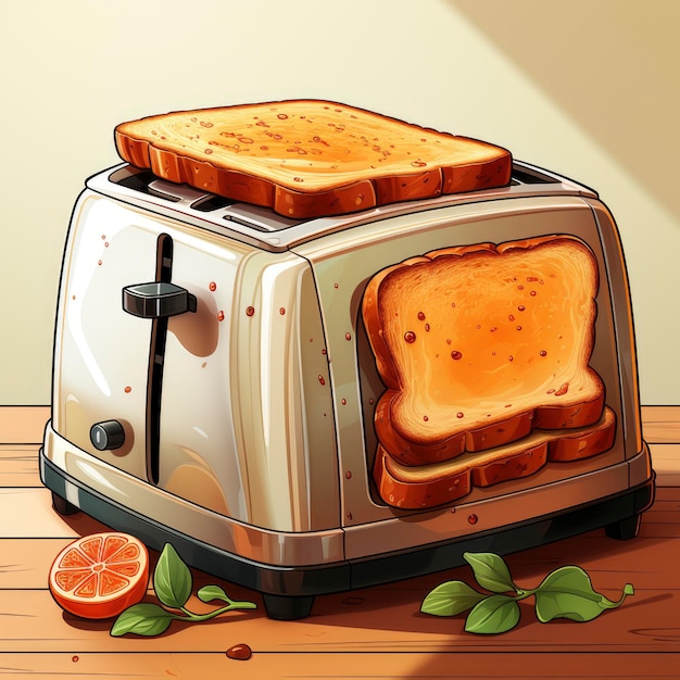 Toaster pain technologie alimentaire illustration de dessin animé pour l'impression