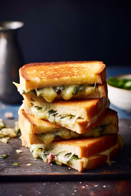 Toasts au fromage sandwichs chauds faits maison nourriture et idée de recette facile IA générative post-traitée