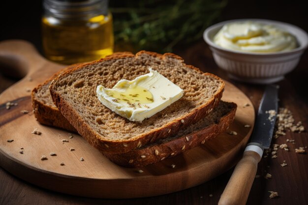 Des toasts complets garnis de beurre sont nutritifs