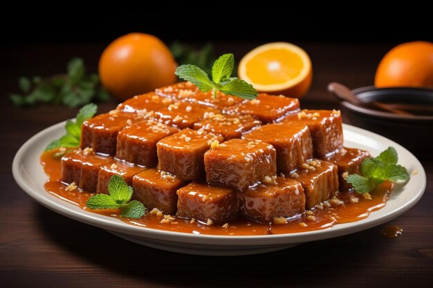 Photo tofu et tempeh glacé à l'orange