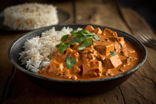 Tofu tikka masala une alternative végétarienne à la recette de poulet classique créée avec générative ai