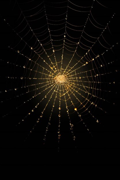 Photo une toile d'araignée abstraite comme un cadre de verre numérique avec une lueur sur fond noir espace de copie vide