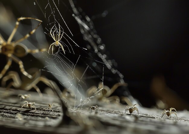 une toile d'araignée avec une toile de araignée dessus