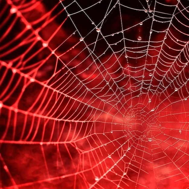 Toile d'araignée toile d'araignée sur fond rouge AI
