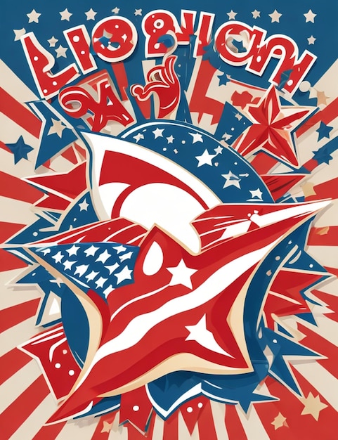 Étoile de conception de fête du travail des États-Unis créatif vectoriel gratuit avec bannière de la fête du travail de vecteur avec vecteur de drapeau des États-Unis
