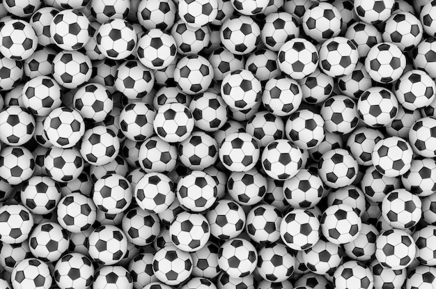 Toile de fond de ballons de football ou de ballons de football rendu 3D