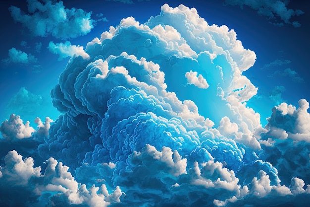 Toile de fond de ciel bleu avec des nuages moelleux