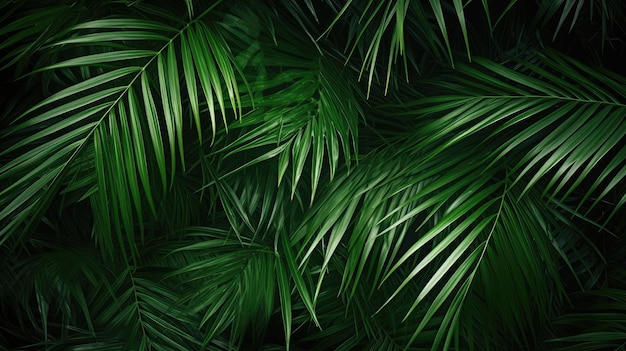 La toile de fond est constituée de feuilles de palmier tropical