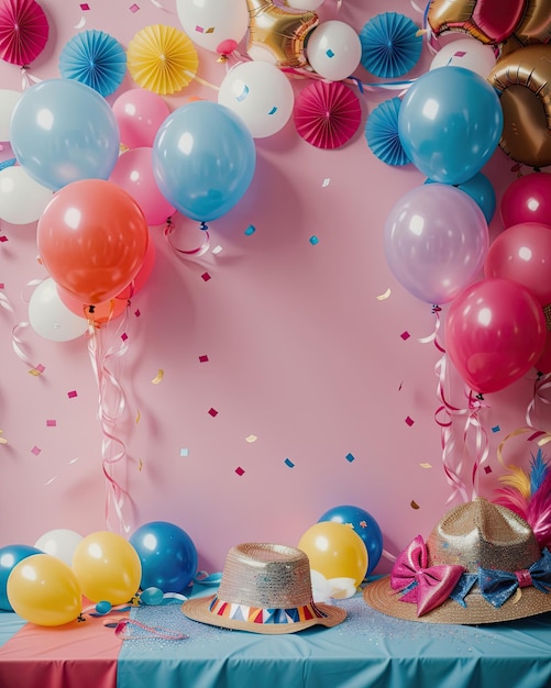 Toile de fond de fête d'anniversaire avec des ballons colorés