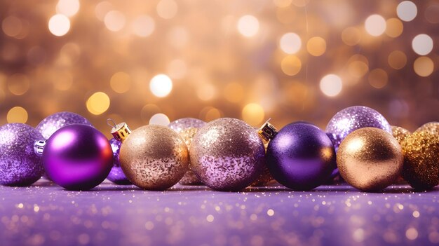 Une toile de fond de gradient vibrant pour Noël mélangeant des or riches et des violets veloutés