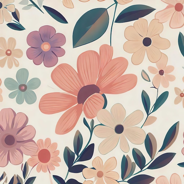 Toile de fond motif floral illustration fleur avec IA