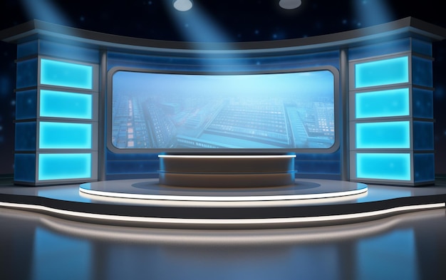 Toile de fond de nouvelles de studio de télévision virtuelle 3D pour les émissions de télévision sur Wall3D Virtual News Studio Background3d il