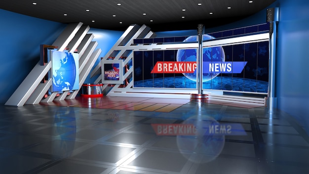 Toile de fond pour les émissions de télévision sur Wall3D Virtual News Studio Background 3d Rendering