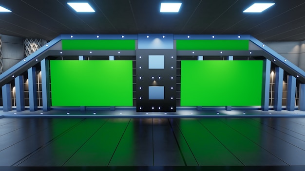 Toile de fond pour les émissions de télévision sur Wall3D Virtual News Studio Background 3d Rendering