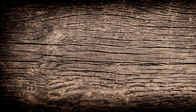 La toile de fond présente une vieille surface en bois de texture sombre grunge