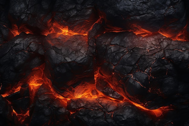 Photo une toile de fond de roche volcanique avec une lueur de feu et des effets de lave cette merveille naturelle ia générative