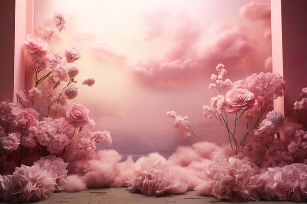 Une toile de fond rose élégante avec des fleurs