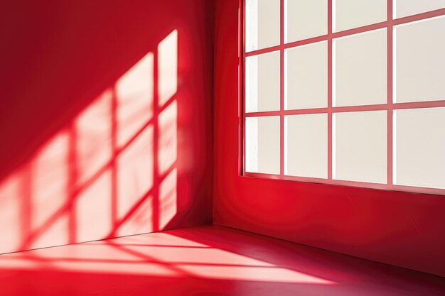 Toile de fond rouge du studio avec des ombres de fenêtre pour l'affichage des produits
