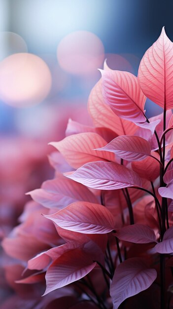 La toile de fond de verdure floue accentue une feuille rose évoquant un concept doux inspiré de la nature Vertical