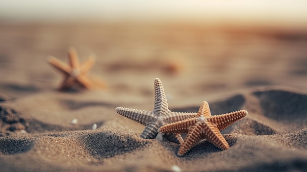 Étoile de mer sur la plage au coucher du soleil