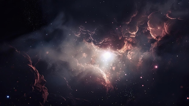 Étoiles dans l'espace lointain entourées d'une nébuleuse AI générative