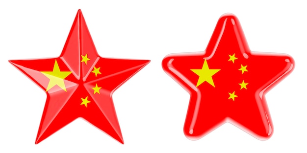 Étoiles avec le drapeau chinois rendu en 3D