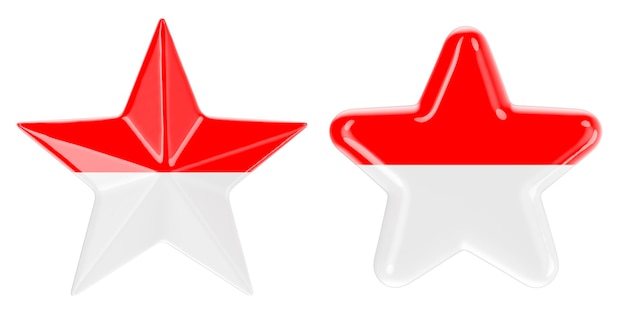 Étoiles avec le drapeau indonésien de Monaco rendu en 3D isolé sur fond blanc