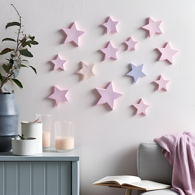 Étoiles pastel sur le mur générative ai