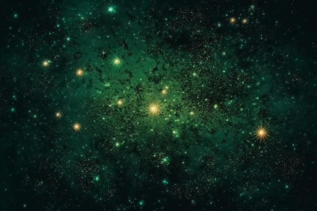 Étoiles vertes dans une galaxie avec des étoiles vertes