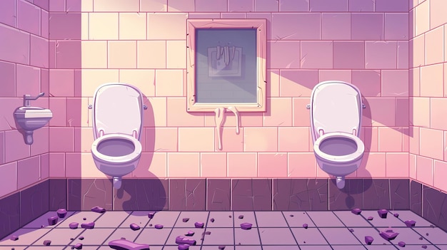 Photo toilette masculine avec urinoir et un cadre vide pour le miroir intérieur réaliste moderne de toilette de salle de bain wc pour hommes