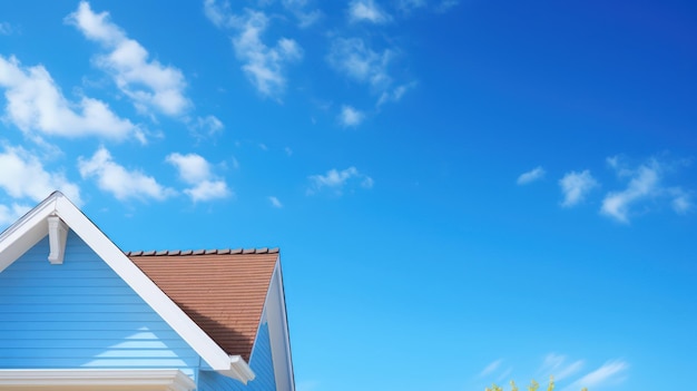 Le toit de la maison contre le ciel bleu