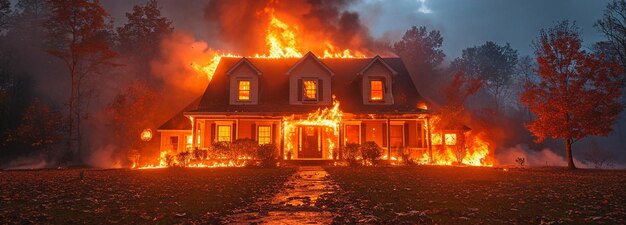 Le toit d'une maison a pris feu.