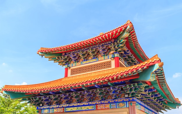 Toit de temple chinois en Thaïlande.