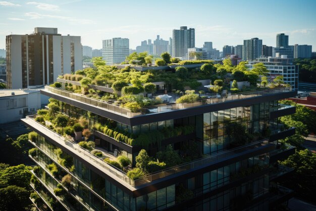 Toit vert en milieu urbain symbolisant la durabilité IA générative