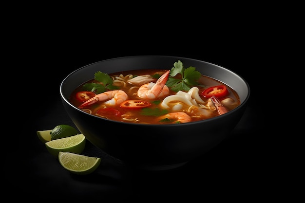 Tom Yum sur fond noir